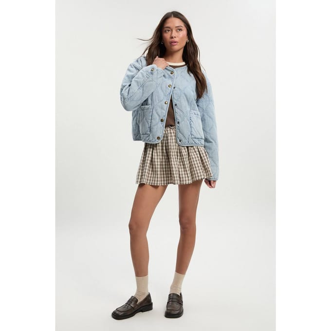 boohoo Dames Gewatteerde spijkerjas | Bleach Wash | Maat: 12