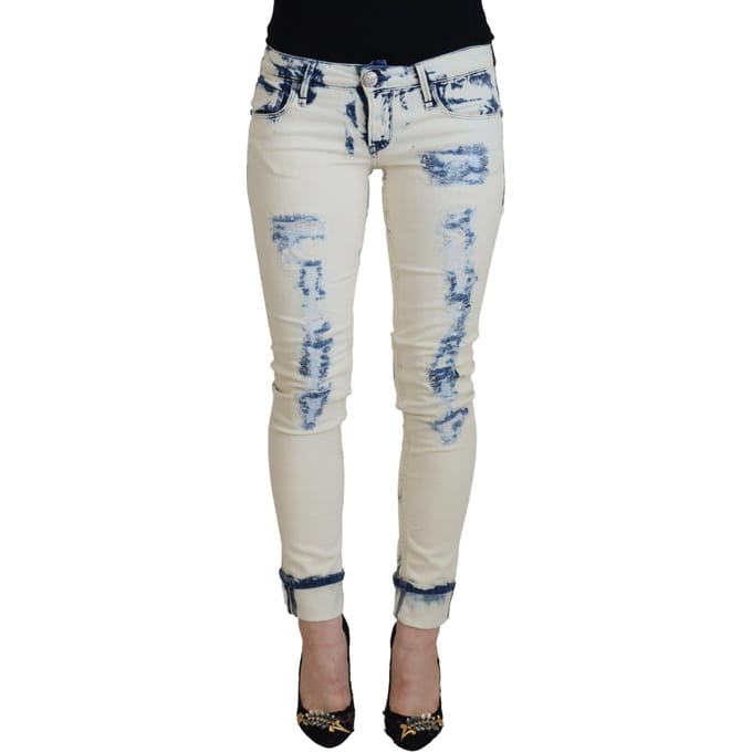 Versleten Skinny Jeans Bleach Wash