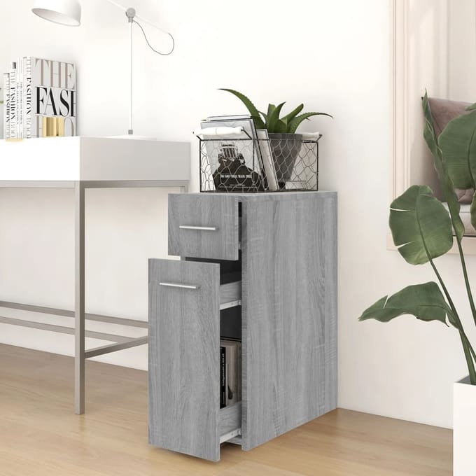vidaXL - Apothekerskast - 20x45,5x60 - cm - bewerkt - hout - grijs - sonoma - eiken
