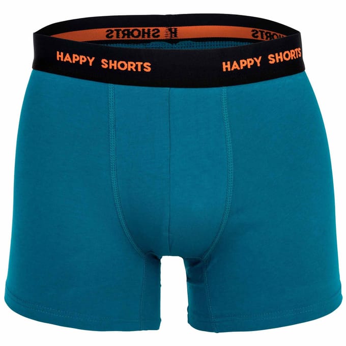 Happy Shorts Heren Boxershorts Trunks Oranje/Turquoise/Zwart 3-Pack - Maat M