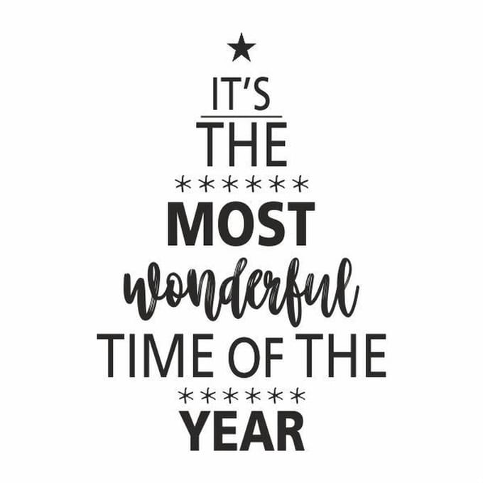 Luxe Kerstkaarten - Most Wonderful Time - 10 Stuks - 15x15cm - Met Envelop