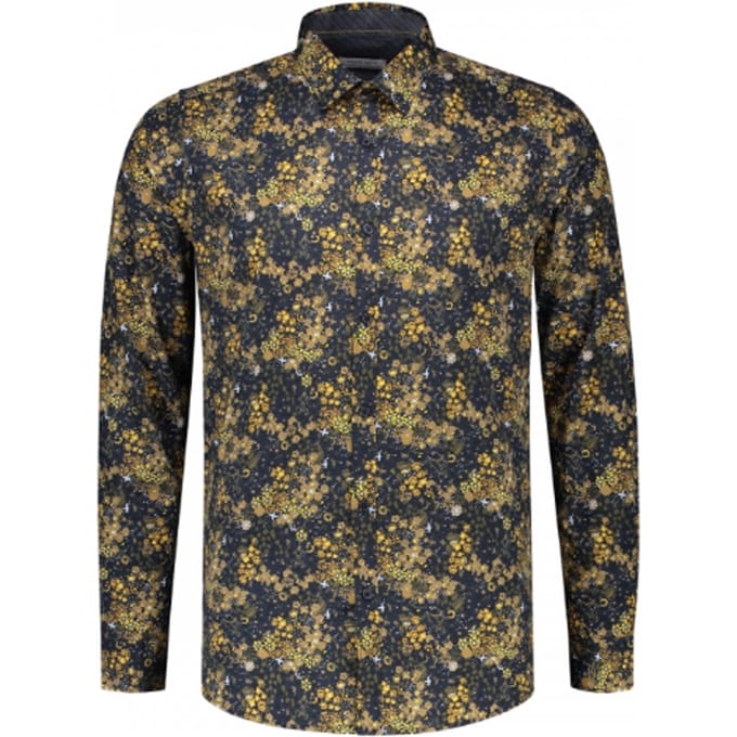Dstrezzed Overhemd Small Flower Stretch Poplin Navy (303282 - 669)