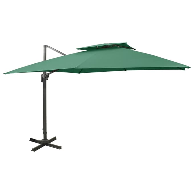vidaXL - Zweefparasol - met - dubbel - dak - 300x300 - cm - groen