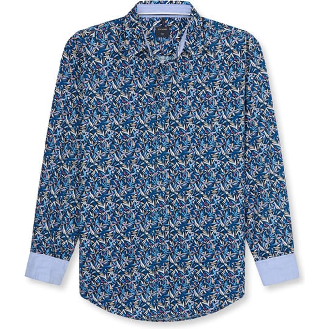 OLYMP Casual Overhemd, Regular Fit, Kent, Marineblauw