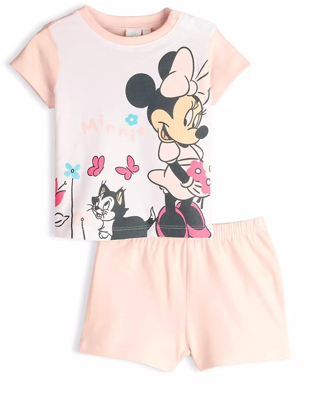 Minnie Mouse - shortama - 100% katoen - maat 74 - Zalmroze - Pyjama