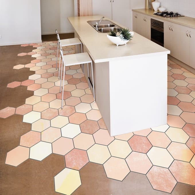 Antislip vloerstickers met beschermlaag - SAHARA TILES - 1 sticker van 60x100 cm