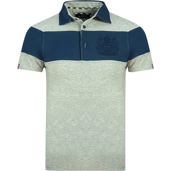 Aquascutum kleurblok Aldis Crest borstlogo grijs poloshirt