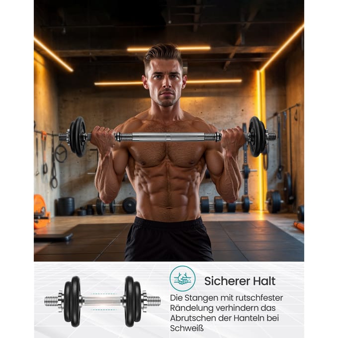 SONGMICS Halterset Korte halters Set 2 Verstelbaar Gewicht 20/30 kg zwart