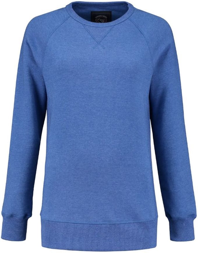 Lemon & Soda heavysweat raglan sweater voor dames blauw gemêleerd maat M