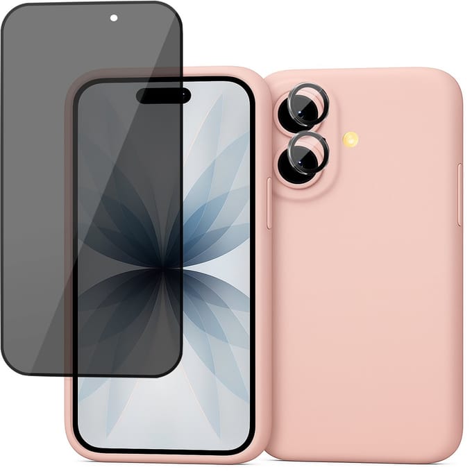 Hoesje geschikt voor iPhone 17 - Privacy Screenprotector Volledig Dekkend Glas & Camera Protector - Mat Back Case Roze