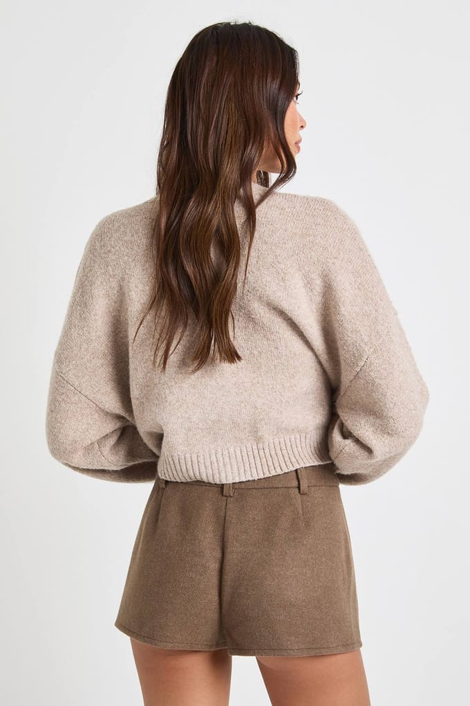 boohoo Dames Wol-look short | Chocoladebruin | Maat: 36