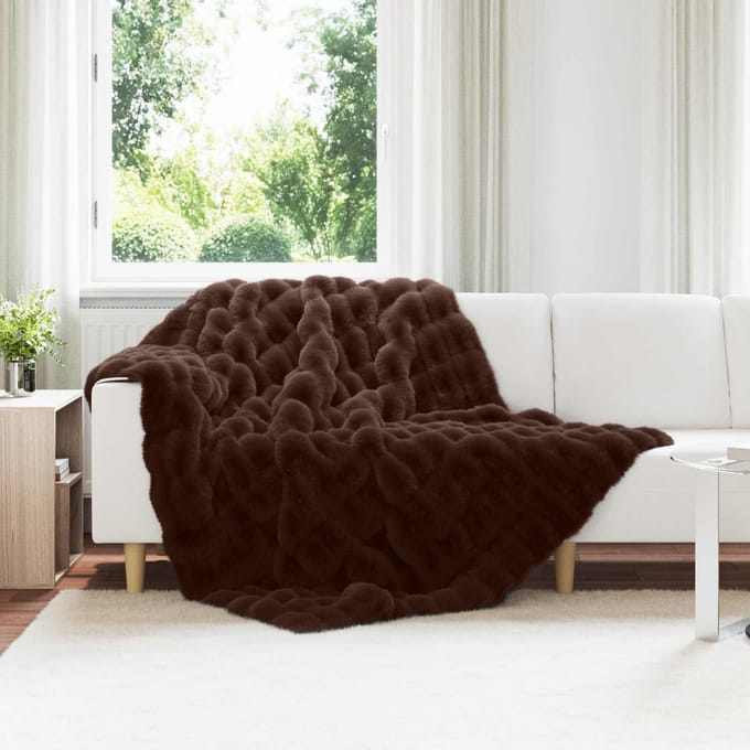 vidaXL - Antislip - deken - van - imitatie - konijnenbont - Olite - Kameel - Polyester