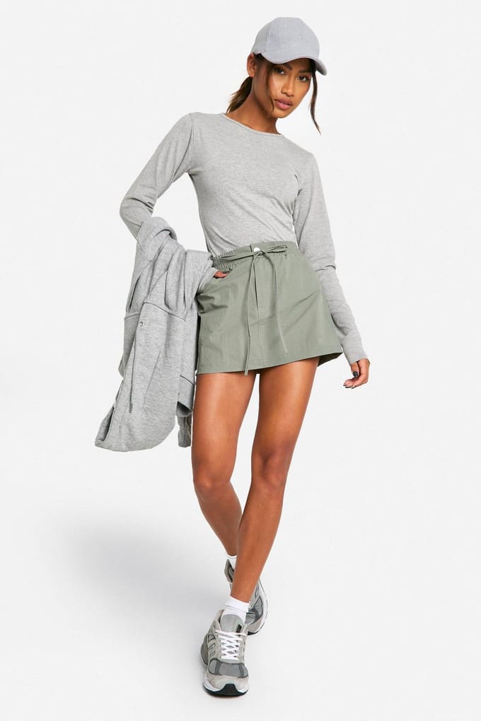 boohoo Dames Micro Mini Rok | Kaki | Maat: 36