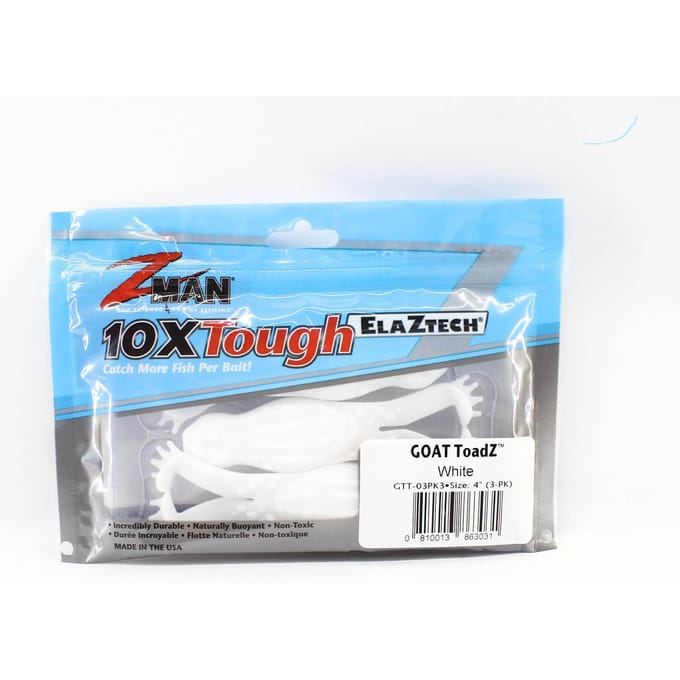 Leurre souple Zman Goat ToadZ 4 pouces 3/paquet blanc (3031)
