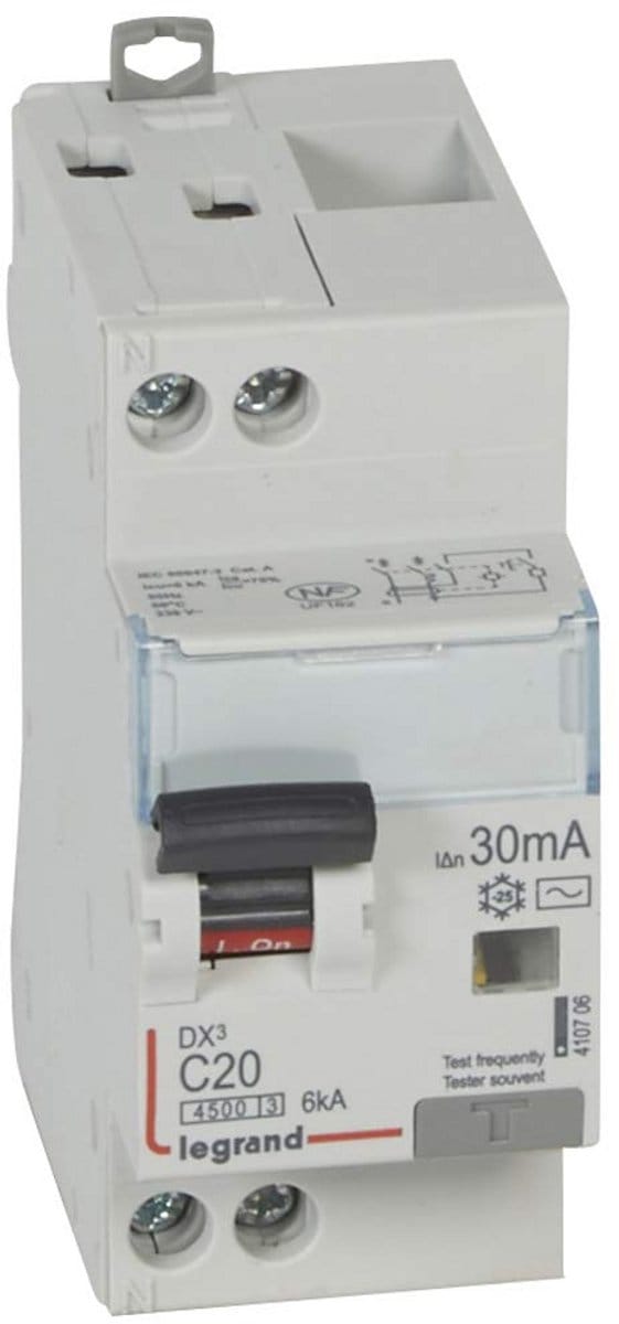 Aardlekschakelaar 20A Type AC 30mA - 2 Module - C-curve - Universele Installatiebeveiliging