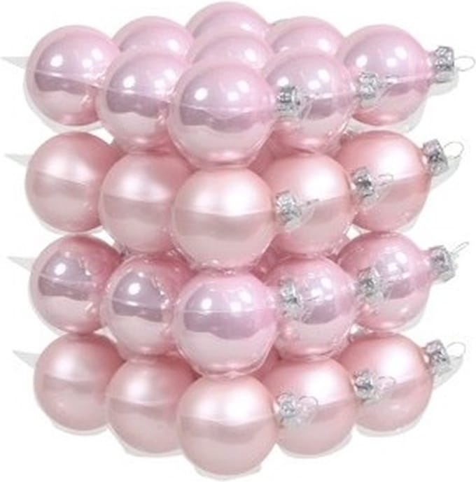 Othmar Decorations Kleine kerstballen - 36x st - roze - D4 cm - glas - kerstversiering