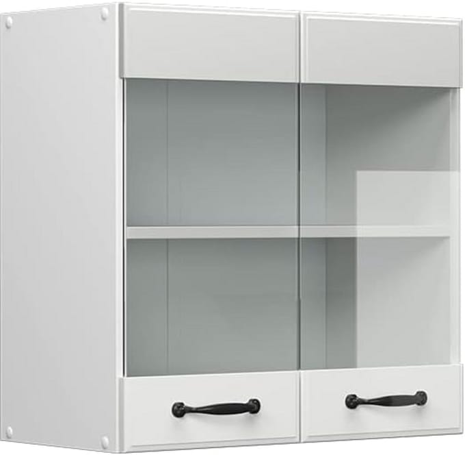 Hangglazen Kast 60 cm Landelijke Stijl Wit Keukenmodule