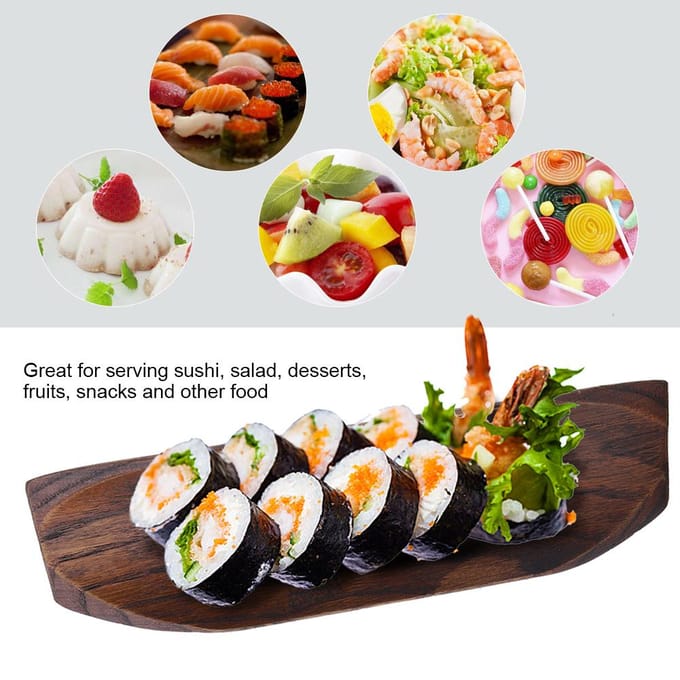 Elegante Sushi Schaal Snacks Salade Desserts Houten Container Thuis Restaurant Serveerschaal black