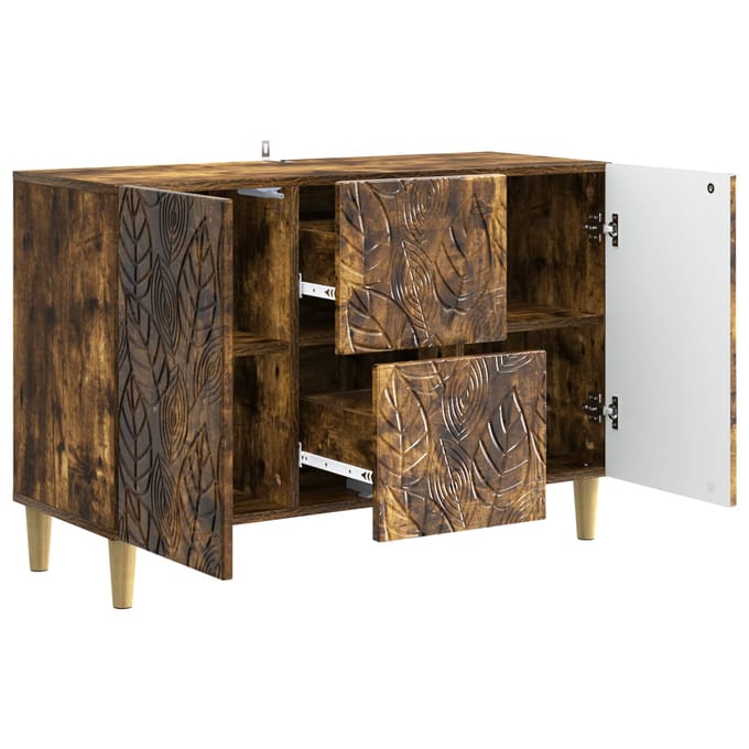 vidaXL - Dressoir - Gerookt - eiken - 89 - x - 34,5 - x - 60 - cm - Bewerkt - hout