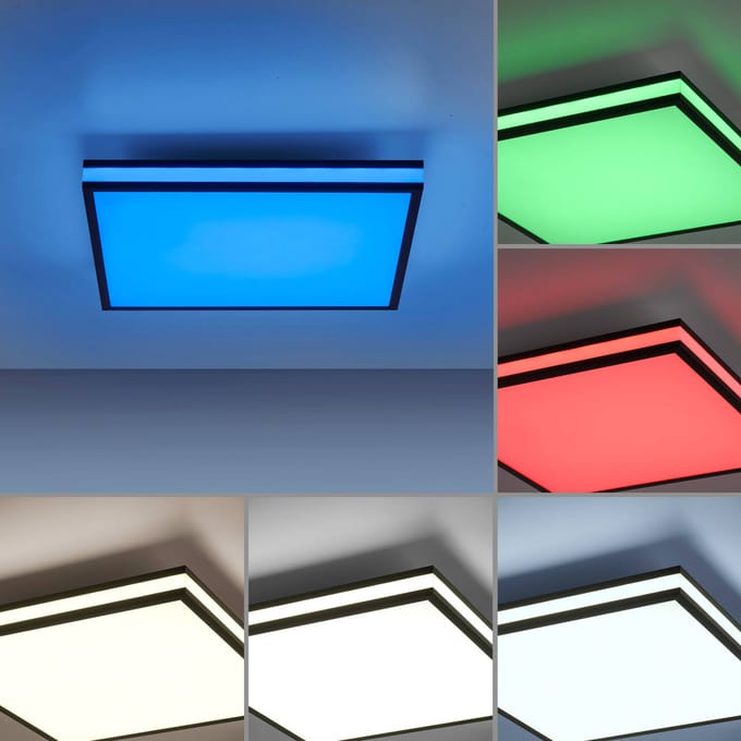 JUST LIGHT. GmbH LED plafondlamp Mario, CTT, RGB, 45x45cm, zwart