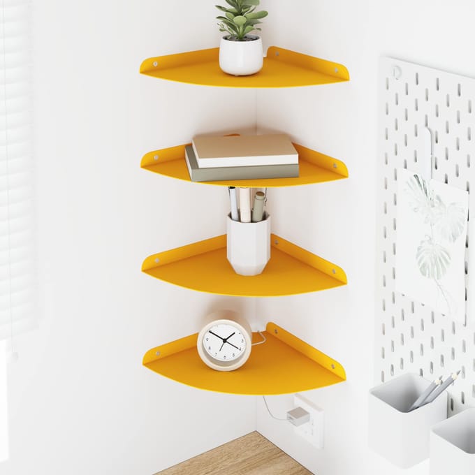 vidaXL - Hoek - Plank - 4 - st - Mosterdgeel - 24 - x - 24 - x - 2 - cm