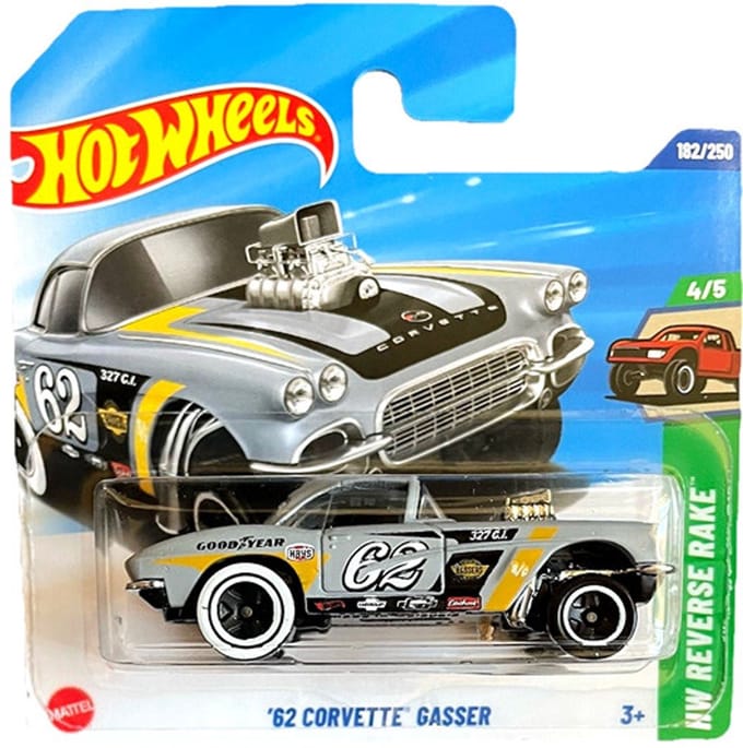 HOT WHEELS '62 CORVETTE GASSER MATT GREY 62 182/250 1:64 HW REVERSE RAKE 4/5