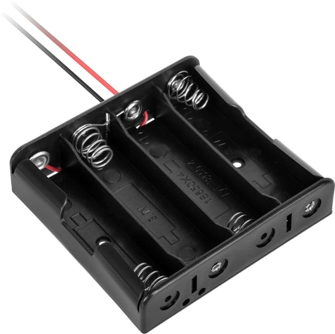 Batterijhouder 4x 18650 - Plat - Zwart