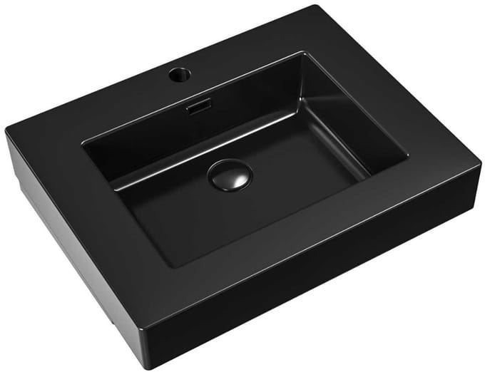 ALONI Wastafel – 60x10x46 cm – Kunstmarmer – Mat Zwart