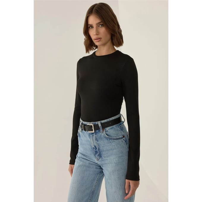 Slim Fit Lange Mouw Crew Neck Bodysuit
