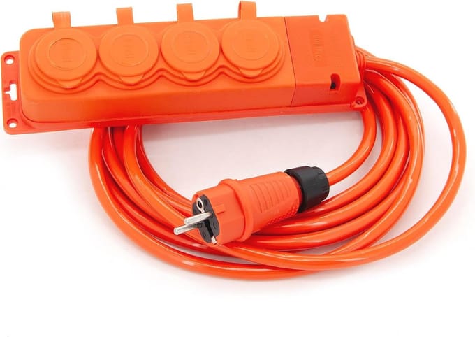 Rubberen Verlengkabel - Stroomkabel - Buiten Gebruik - IP44 Spatwaterdicht - 2 Meter - Oranje