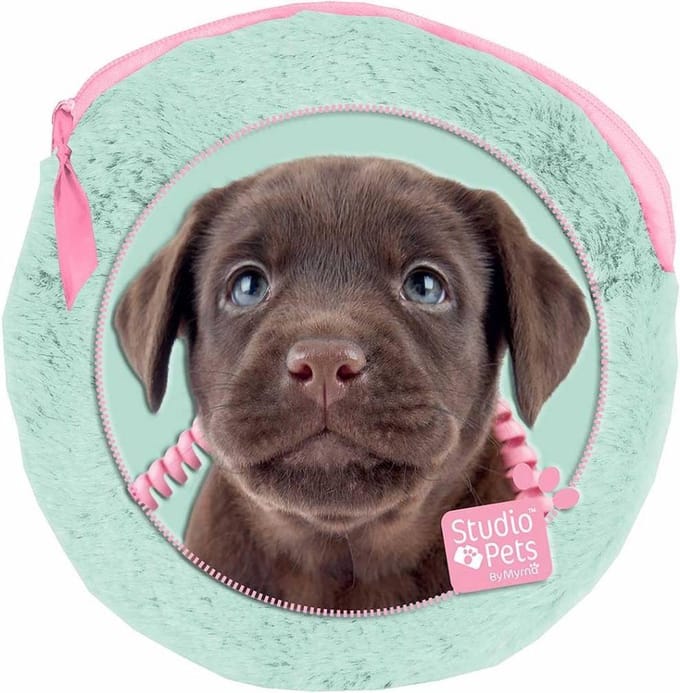 Studio Pets Making Fun Today - pluche rond etuitje - inclusief 2 notebooks - 13 x 13 cm - Multi