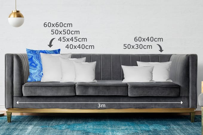Sierkussens - Kussentjes Woonkamer - 60x60 cm - Blauw - Agaat geode - Stenen - Marmer