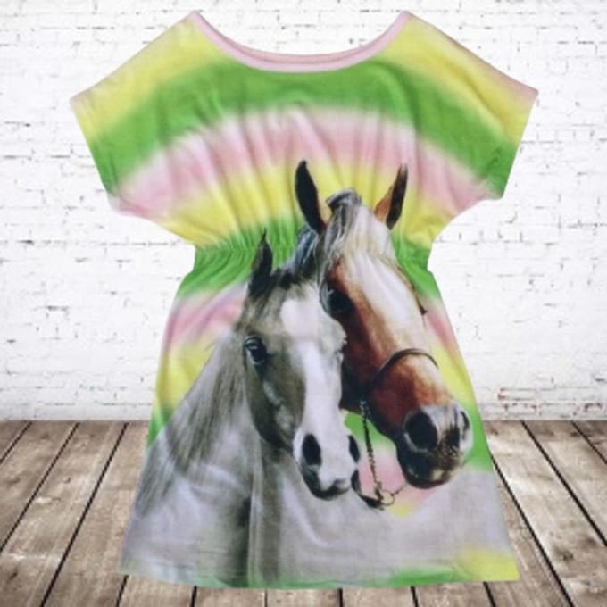 Paarden jurk streep mint - Groen - 110/116
