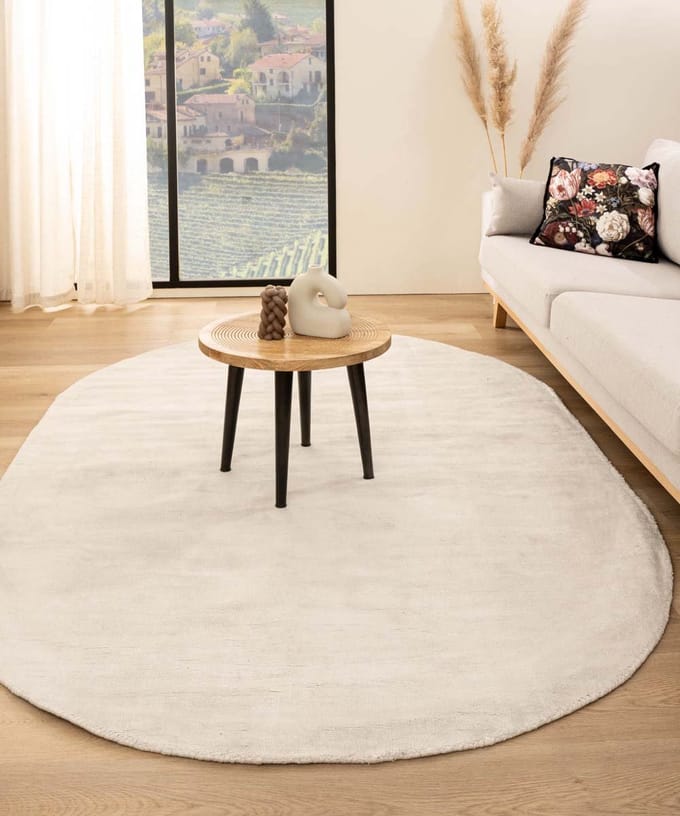 Viscose vloerkleed ovaal - Glamour wit 120x180