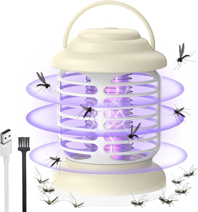 Thijox - Muggendodende Lamp, Draagbare Insectenzapper, USB-oplaadbare Vliegenmoordenaar, UV-Insectendoder 3-in-1, 360° Aantrekkingskracht, Ideaal voor