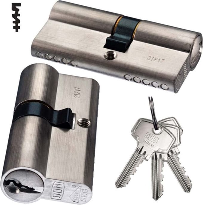 DOM Plura gelijksluitende combinatieset à 2 cilinders - SKG** - 1x 30-30mm + 1x30-45mm