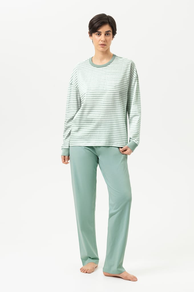 Pyjama lang Serie Willow Stripes Seasalt Green