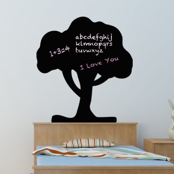 Schoolbordsticker - uitwisbare zelfklevende muurstickers - GROTE BOOM - 70x65cm