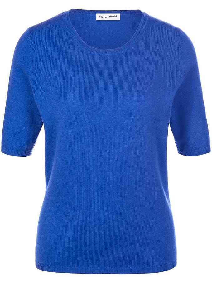 Trui ronde hals scheerwol en kasjmier Van Peter Hahn blauw