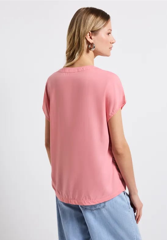 Blouse met gespleten hals in effen kleur