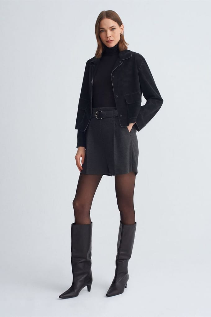 Hoge taille met riem brede pijl shorts