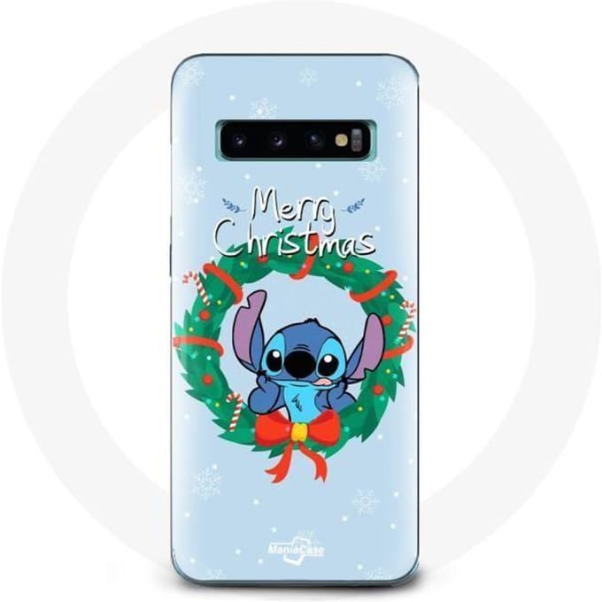Coque pour Samsung Galaxy S10 Stitch neige joyeux Noël bleu