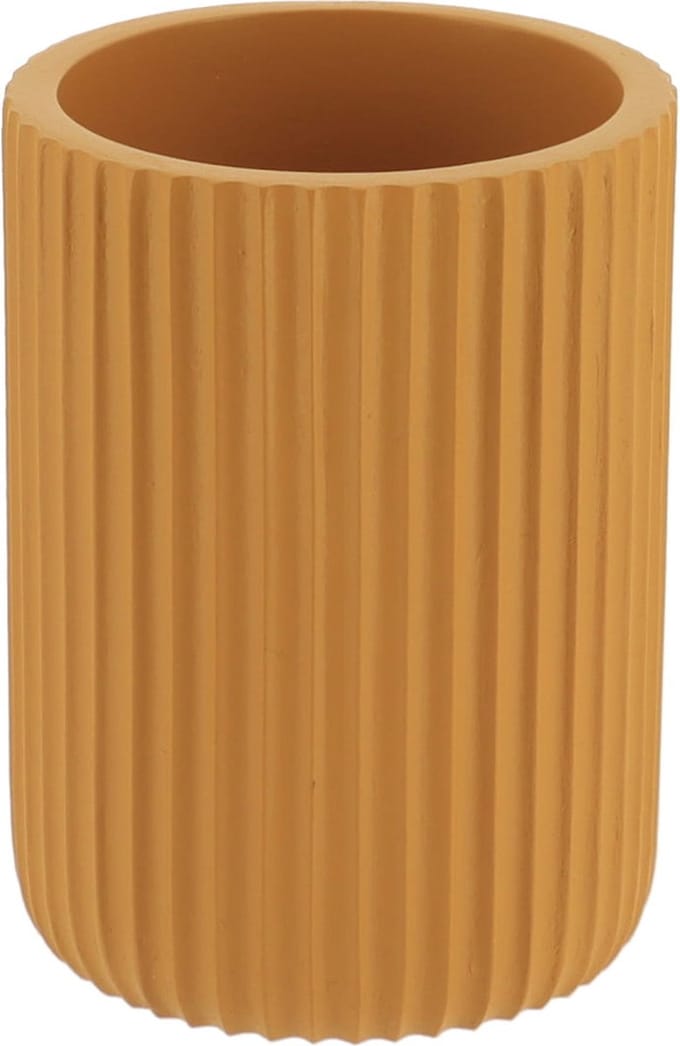 Tendance Tandenborstelbeker 101 series - mosterdgeel - geribbeld - PS - 7x9,5 cm - badkamer