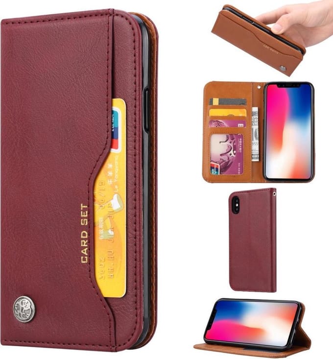 Apple iPhone XS Max Portemonnee Hoesje Pasjeshouder Bordeaux