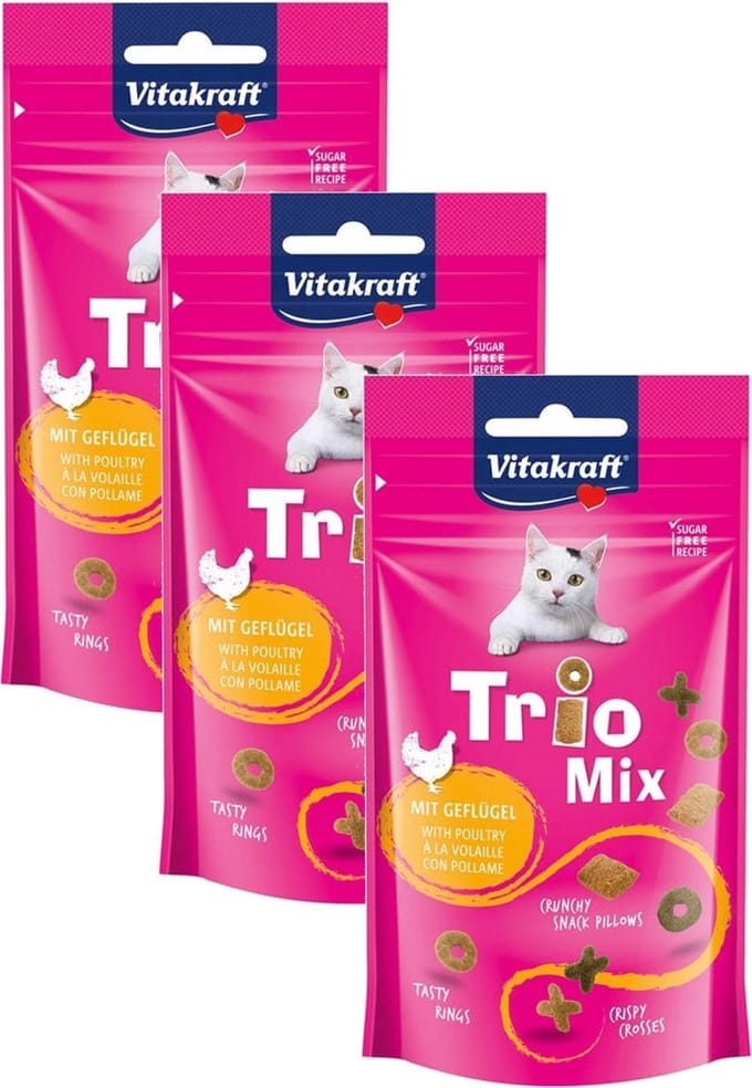 Vitakraft Trio Mix met Gevogelte - Kat - Snack - 3 x 60 gr