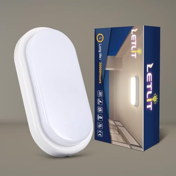 LED Plafondlamp Ovaal 12W - Vochtige Ruimtes Verlichting met IP54