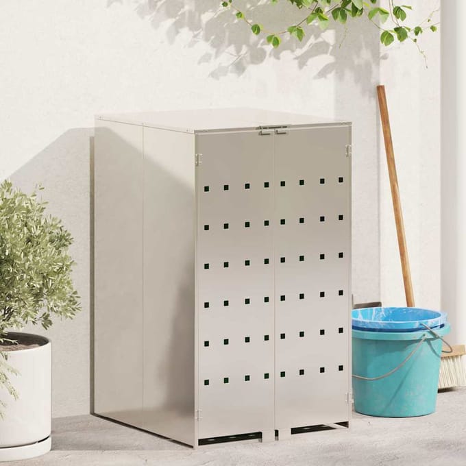 vidaXL - Afvalcontainer - opslag - met - gas - liftdeksel - voor - 240L - bak - Zilver
