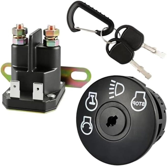 Ontstekingsschakelaar Startrelais Set - Magnetische Schakelaar - Grasmaaier Starten - Brede Compatibiliteit - 12 Volt - Zwart