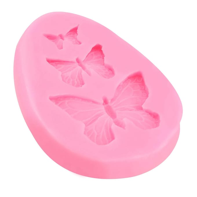 Moules à gâteaux en silicone en forme de papillon pour décoration de chocolat et fondant pink