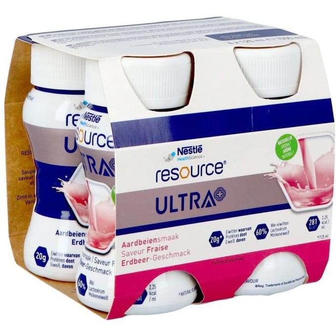 Resource Ultra+ Aardbeiensmaak 4x125 Vloeistof